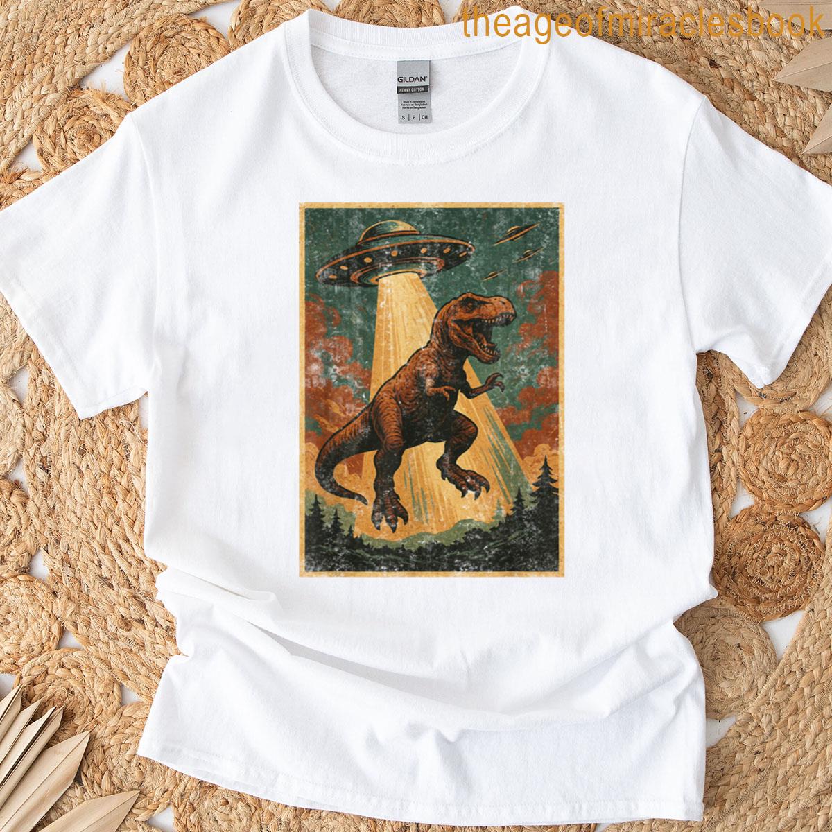 Alien Ufo Abduction Dinosaur T-shirt