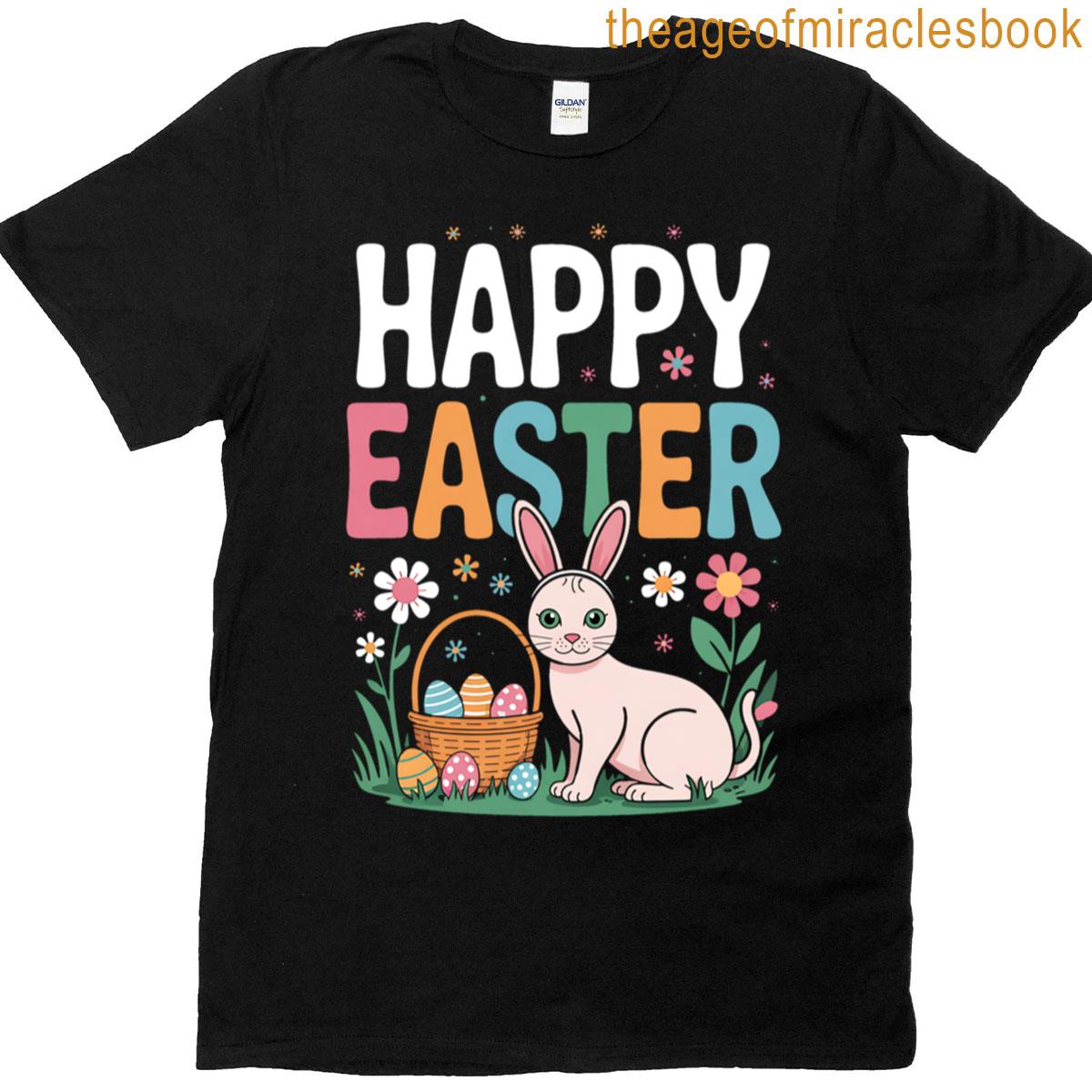 Cat Happy Easter Egg Hunt Bunny Ear Sphynx Cat Easter T-shirt