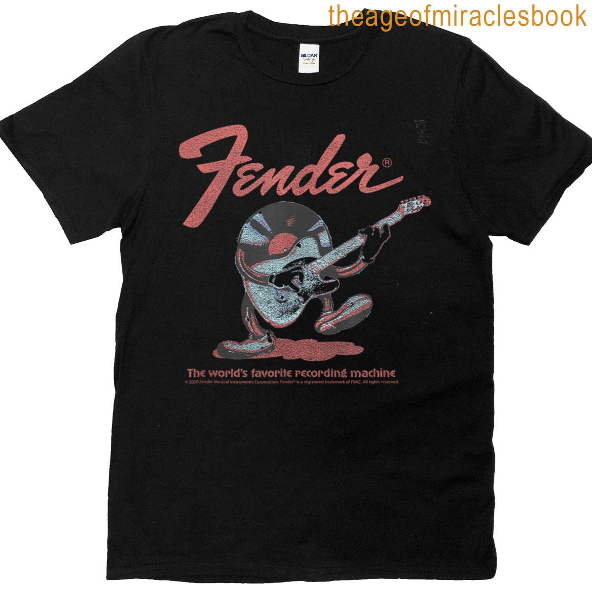 Fender Record Playing Guitar Centered T-shirt