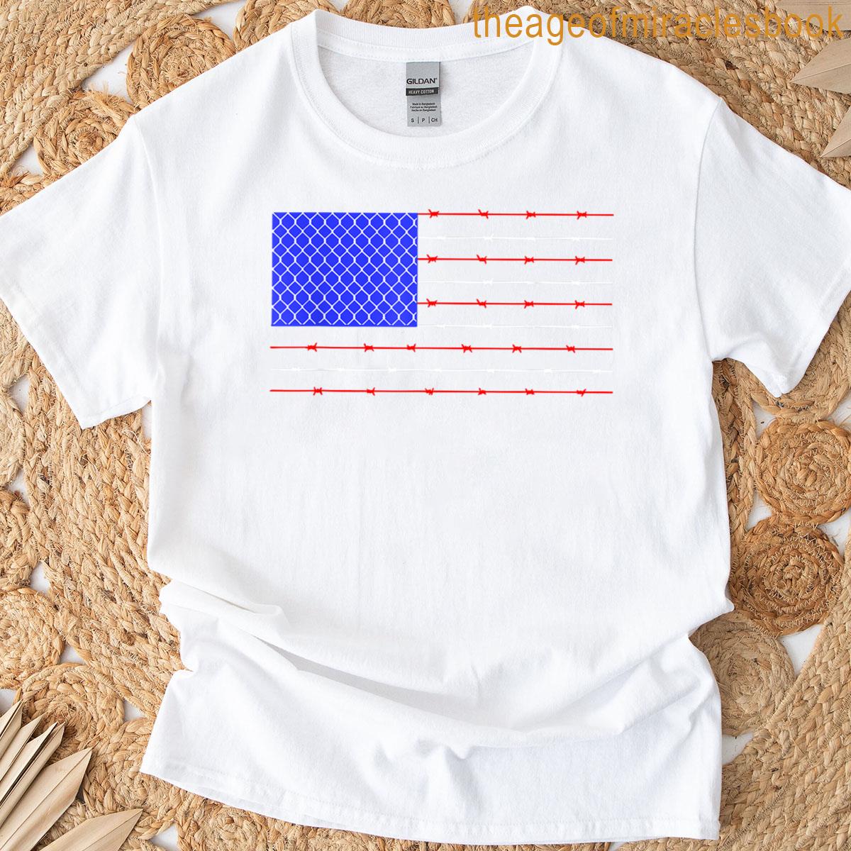 Funny Barbed Wire American Flag Protest T-shirt