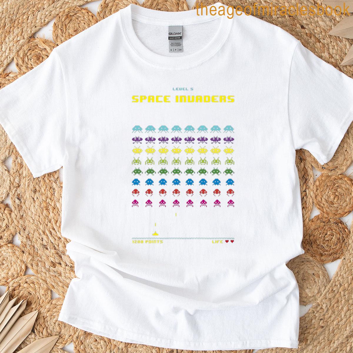 Space Invaders Retro Arcade Poster Pixel Art Tribute T-shirt