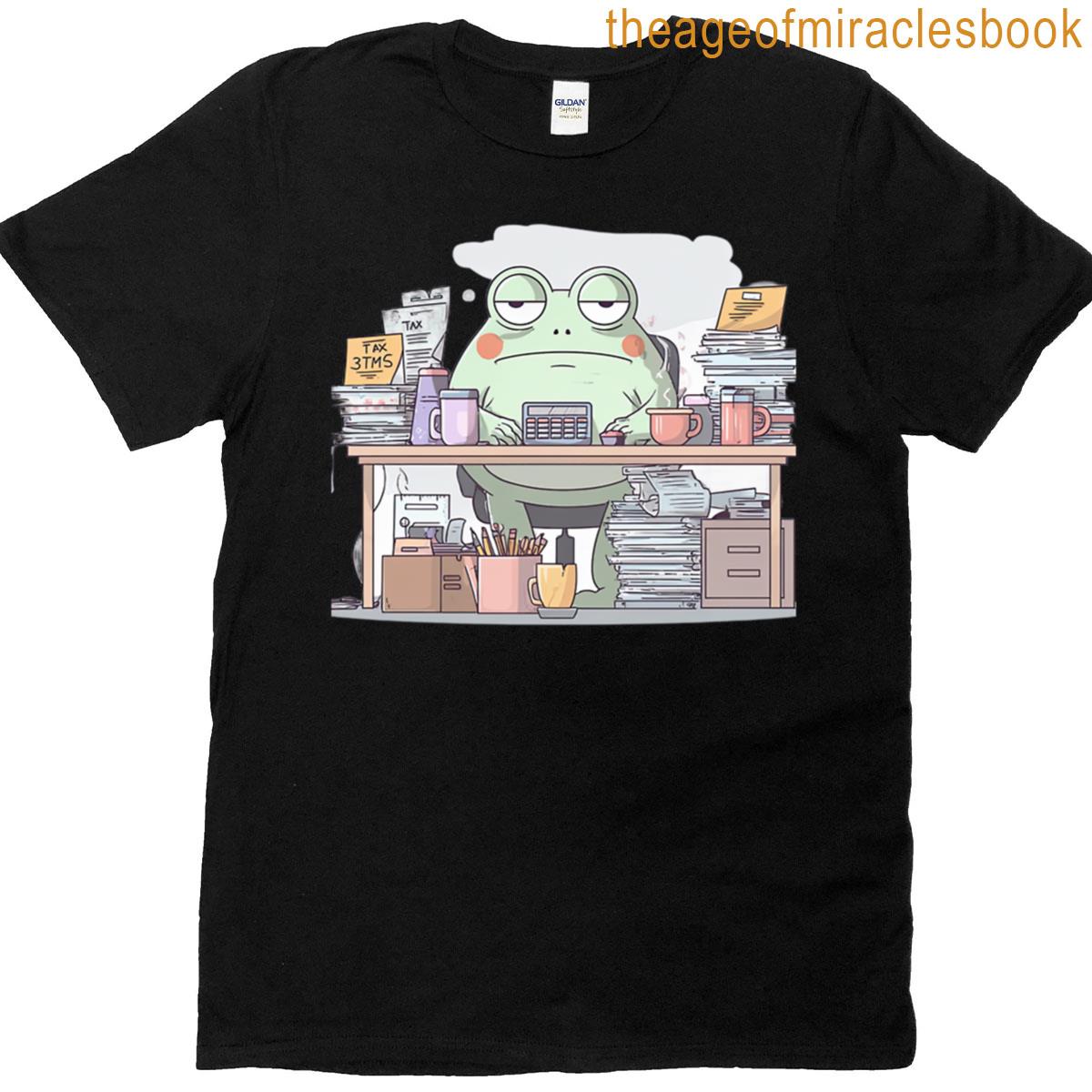 Tired Frog Doing Taxes T-shirt