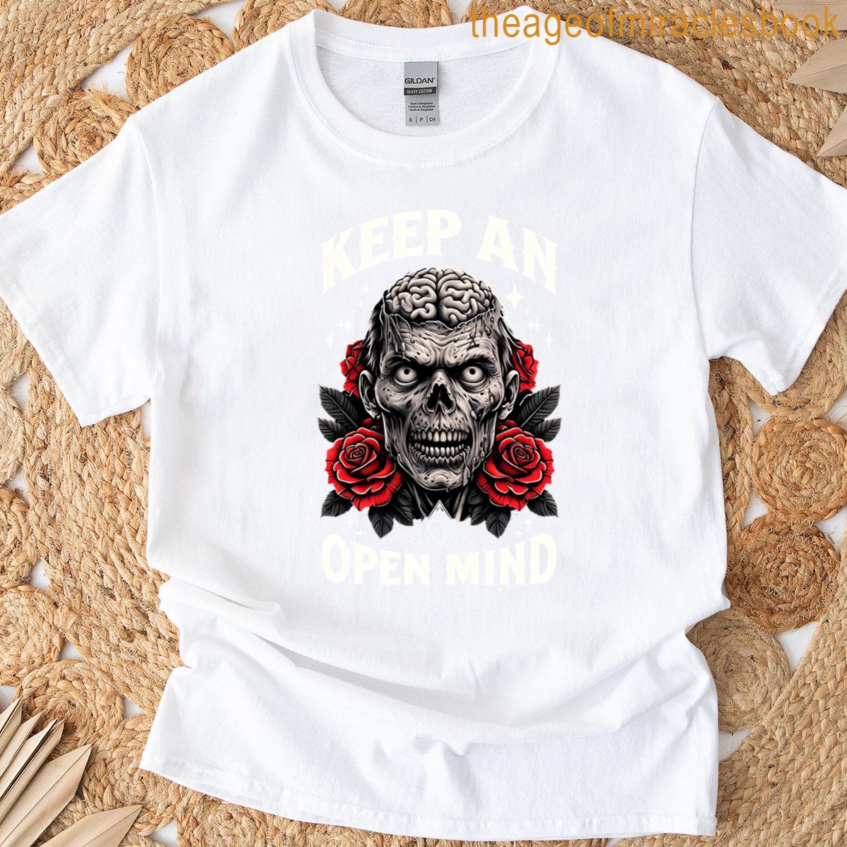 Zombie Head With Roses – Keep An Open Mind T-shirt