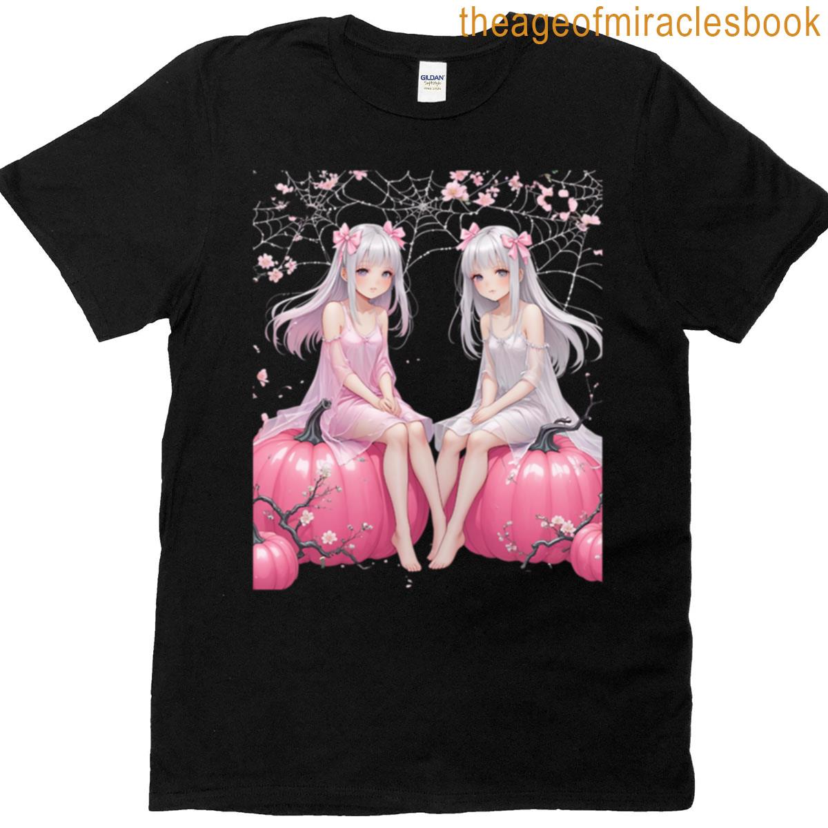 Ghost Girls In A Pink Pumpkin Patch T-shirt