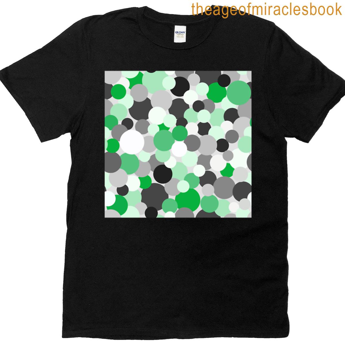 Green Gray And Black Polka Dots T-shirt