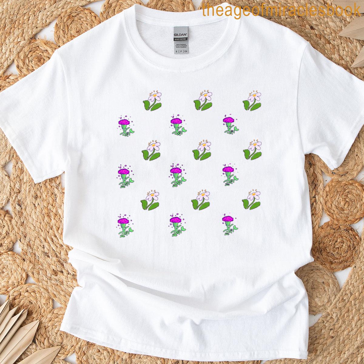 Thistle And Daisy Pattern T-shirt