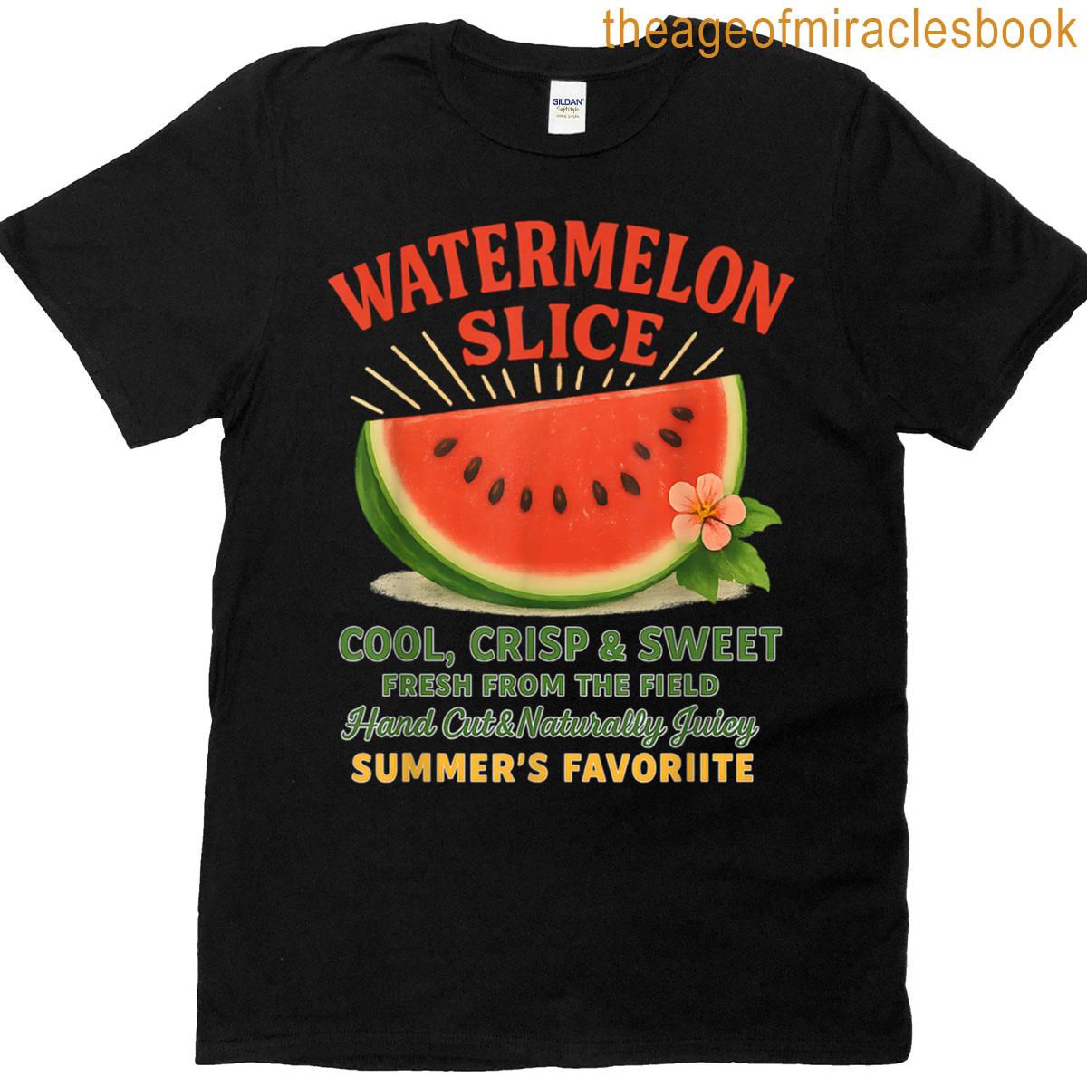 Watermelon Slice Retro Vacation Summer Fruit Design T-shirt