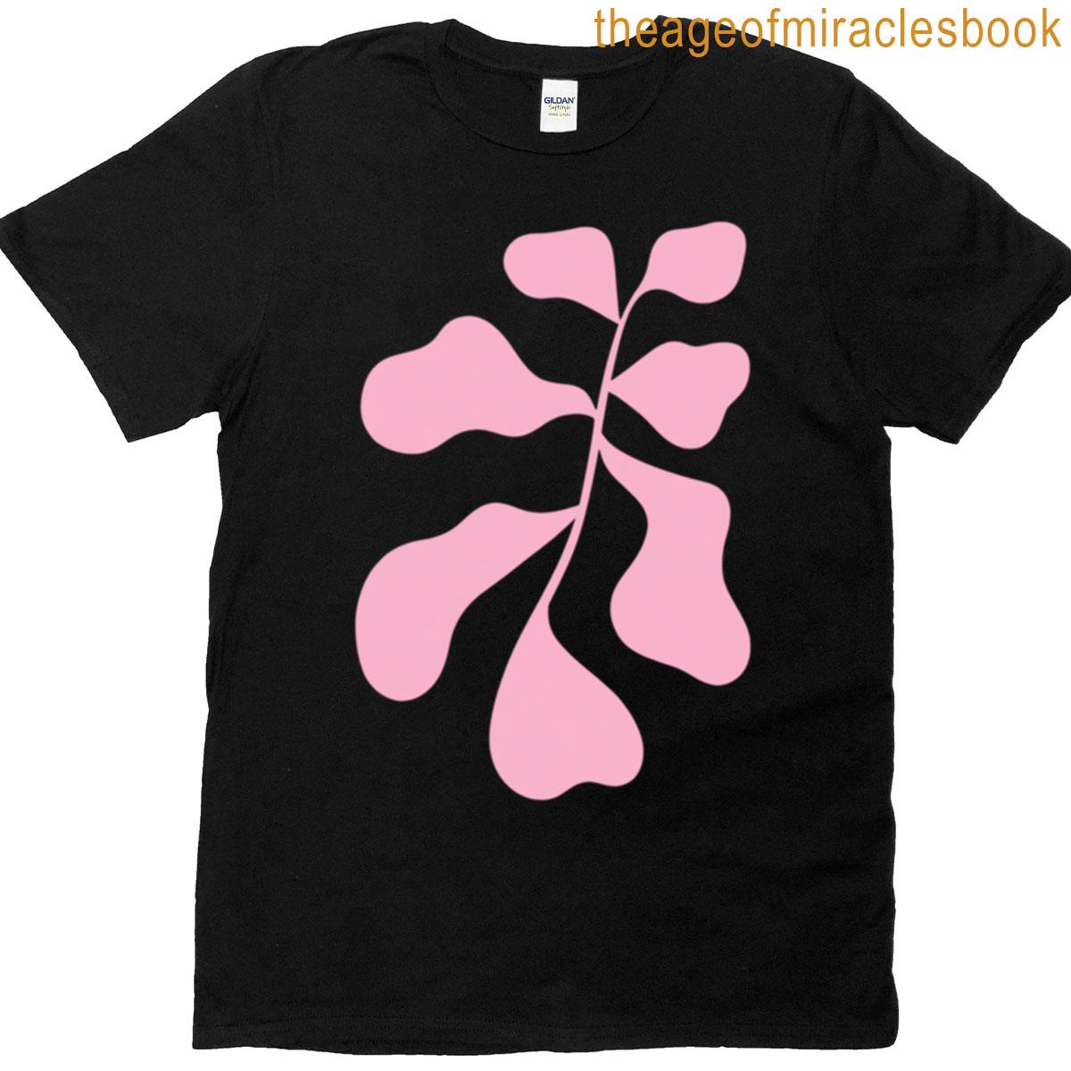 Abstract Pink Leafy Branch Minimalist Design T-shirt