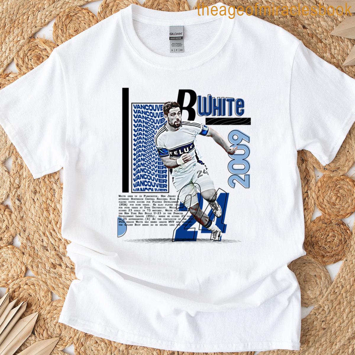 B White Soccer Player Design T-shirt