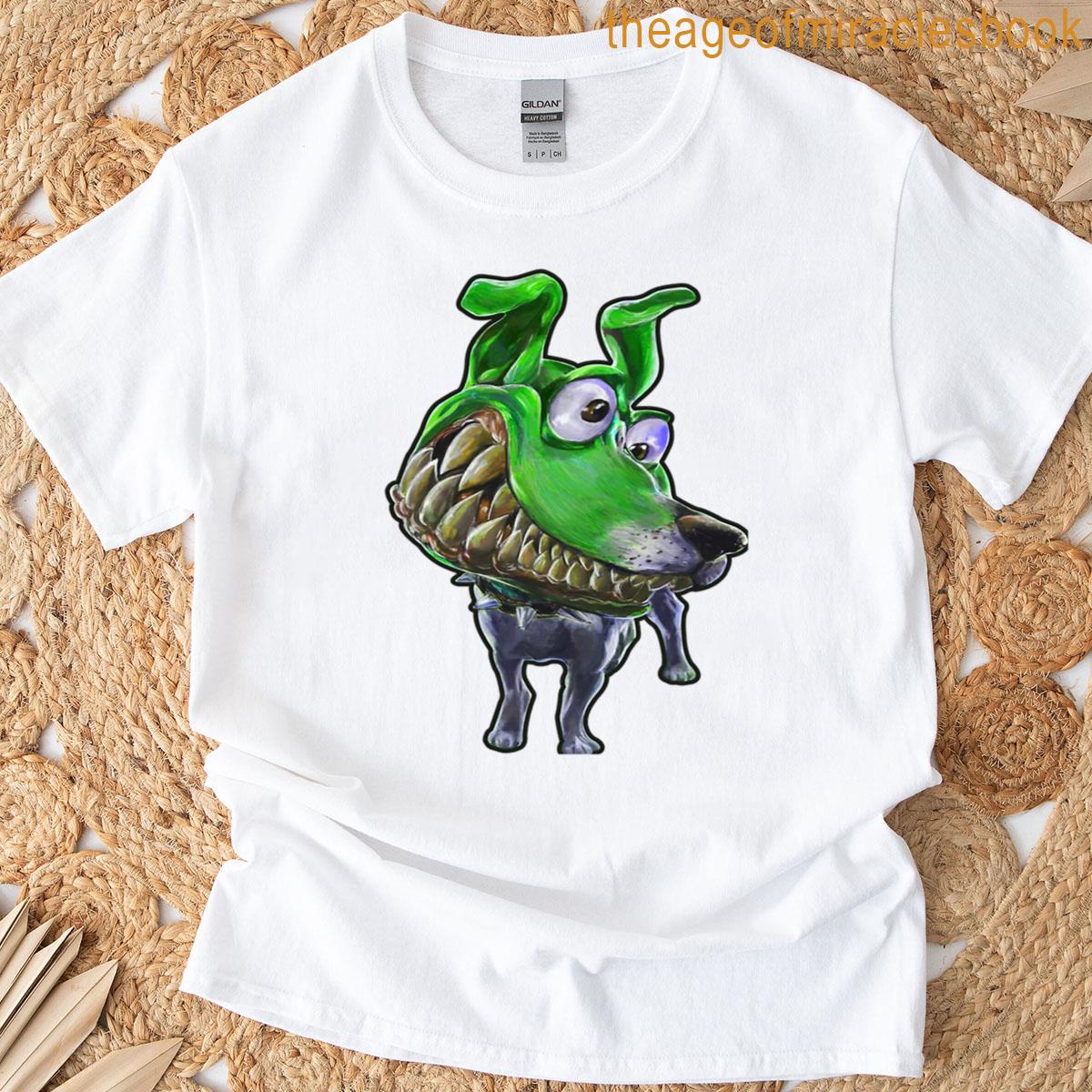 Crazy Green Dog Cartoon T-shirt