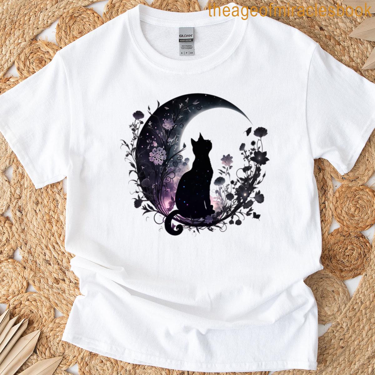 Lunar Gaze The Enchanted Moon Cat T-shirt