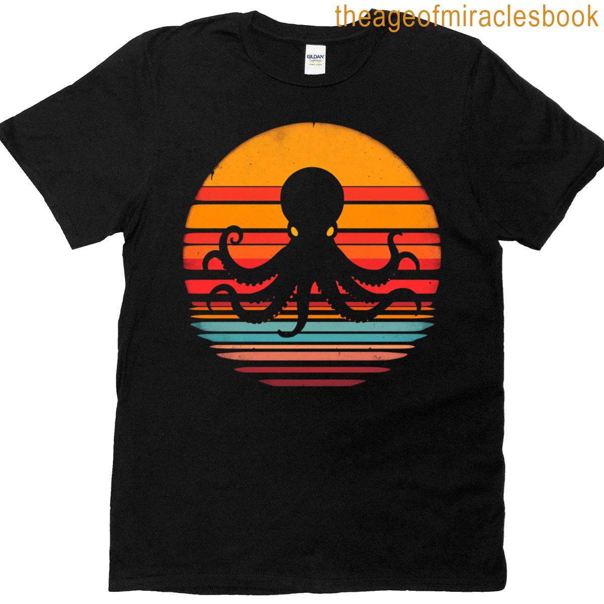 Vintage Sunset Octopus T-shirt