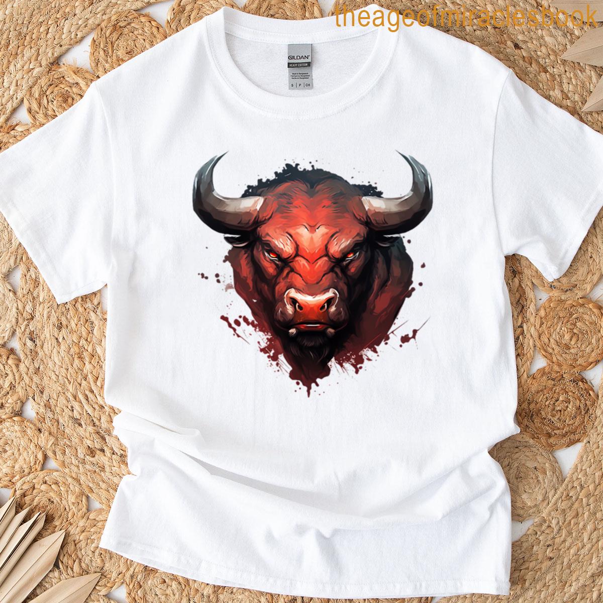 Angry Red Bull Design Oversized T-shirt