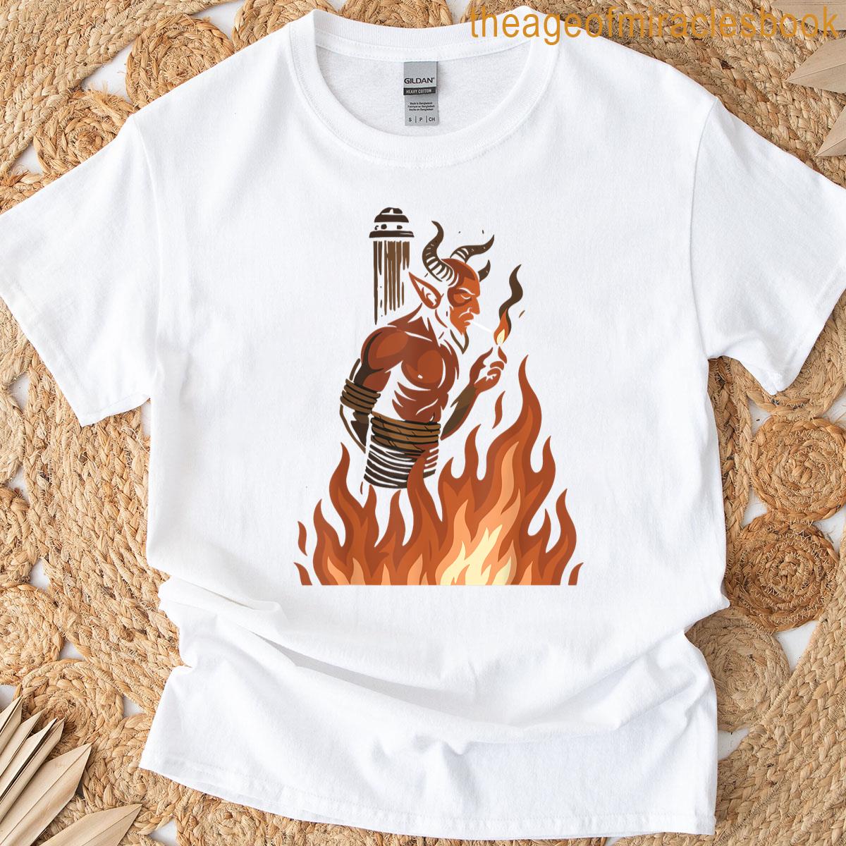 Devil Flames Fire Satan Aesthetic Gothic Goth Horned Demon T-shirt