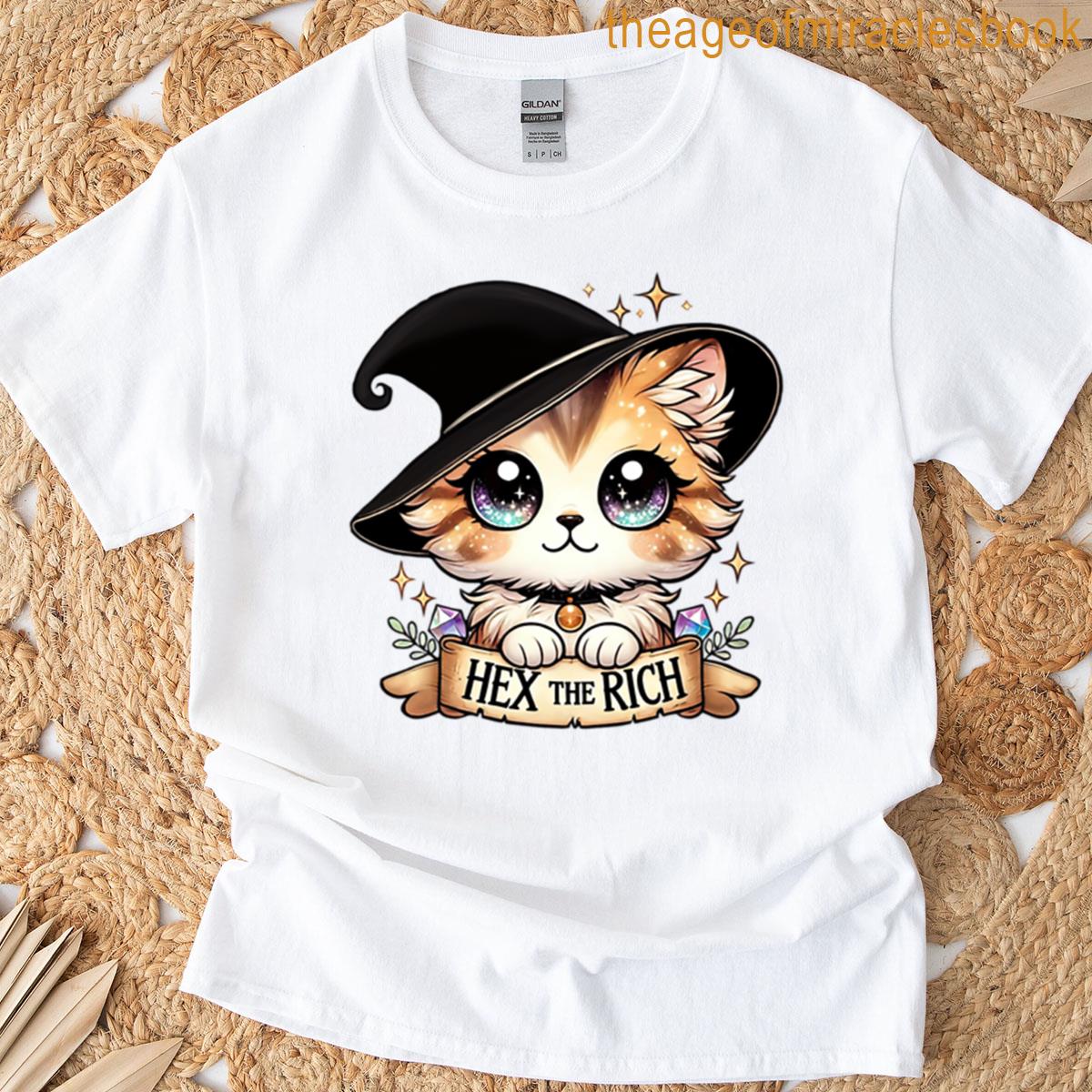 Hex The Rich Cute Witch Cat Protest Design T-shirt