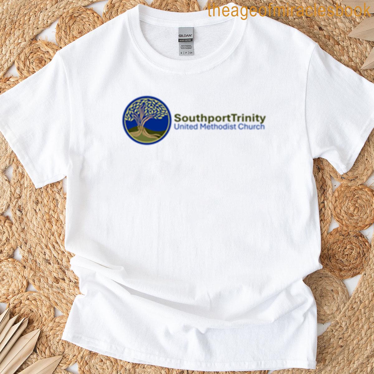 Small Tree Logo Horizontal Name On Side Light Colors T-shirt