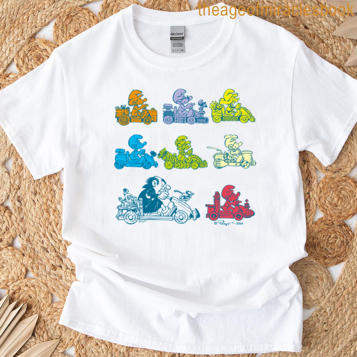 The Smurfs Race Pilots Multicolor Big Ches Stack Logo T-shirt
