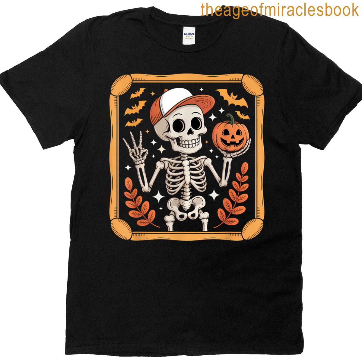 Vintage Skeleton Pumpkin Halloween T-shirt