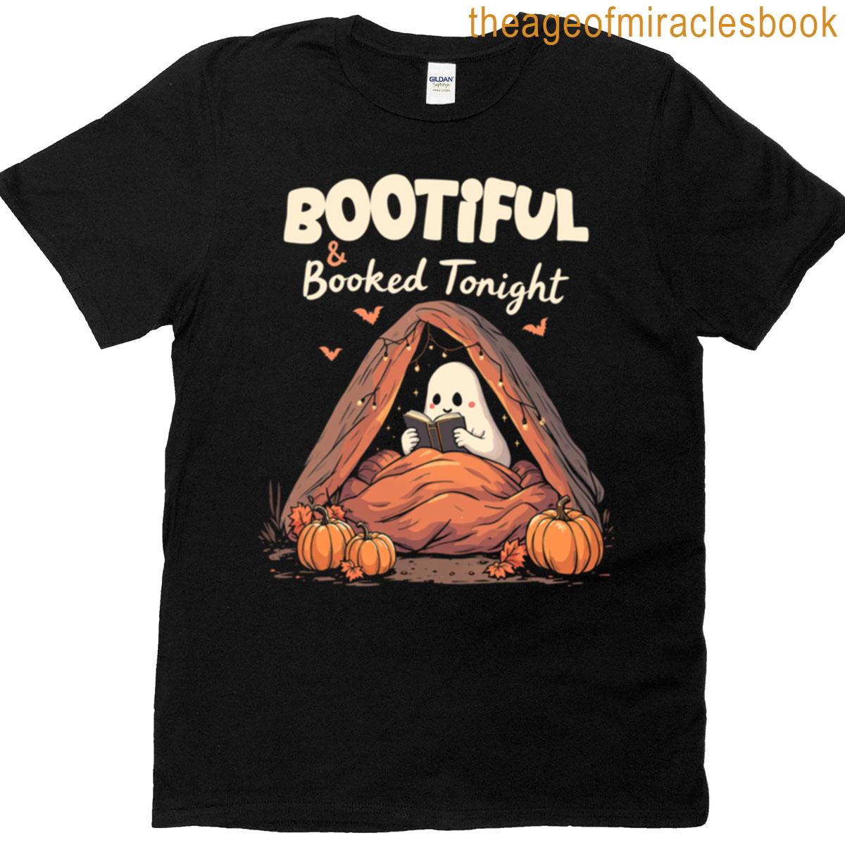Bootiful And Booked Tonight Cute Ghost Reading A Book T-shirt