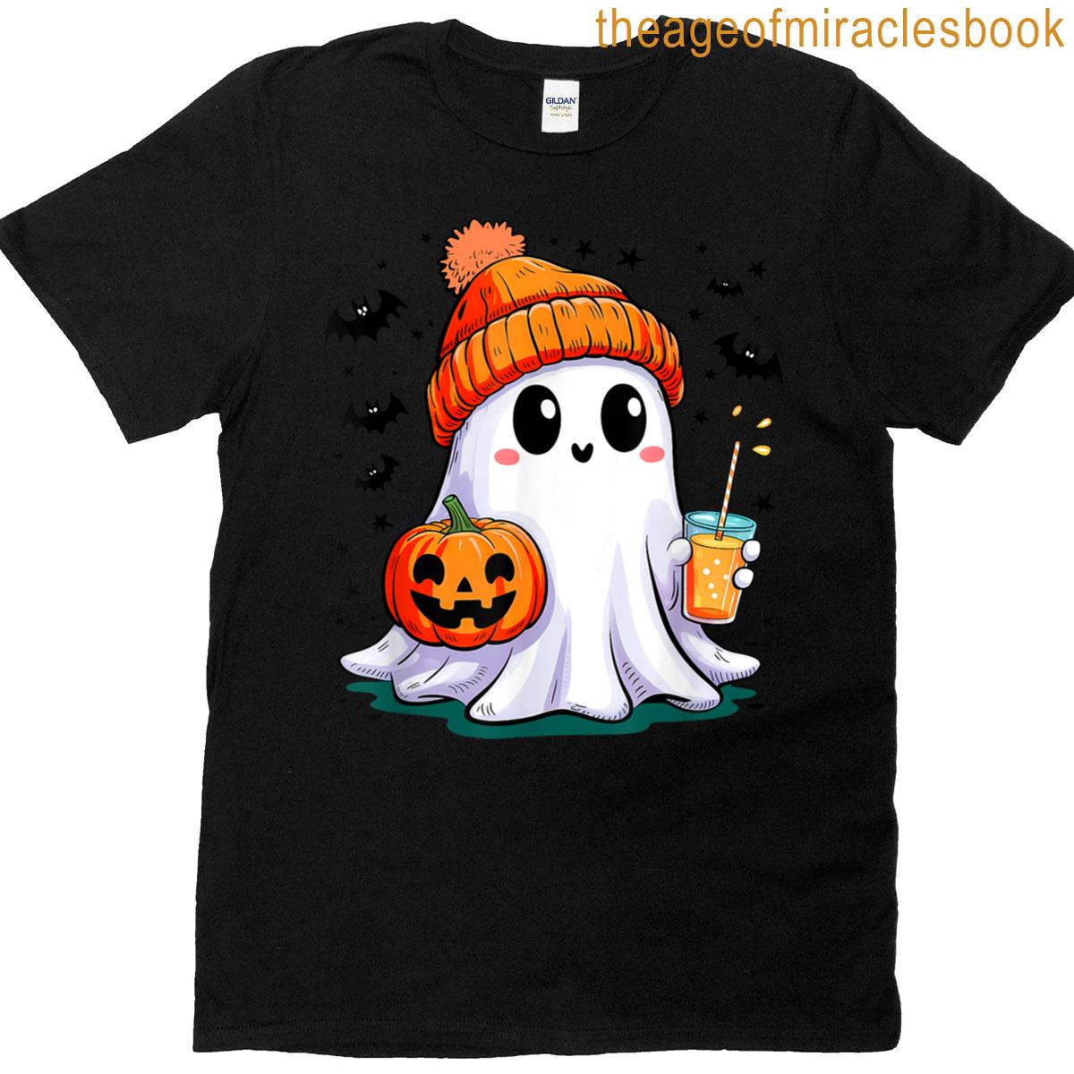 Cute Ghost Halloween Cozy Fall Pumpkin T-shirt