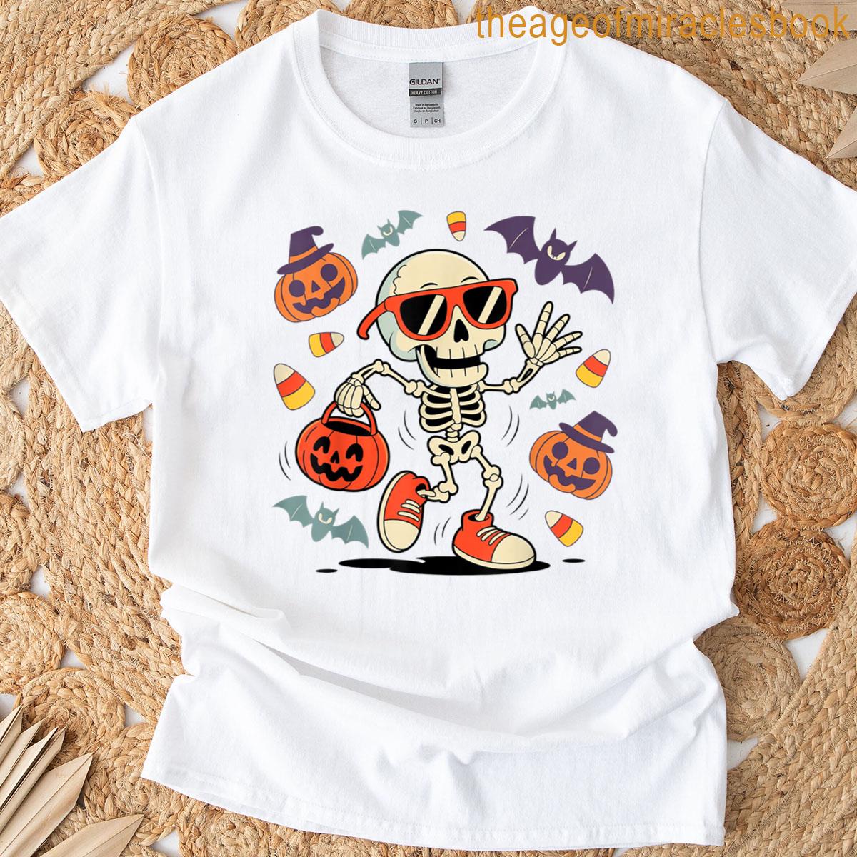 Funny Retro Skeleton Dancing Halloween T-shirt
