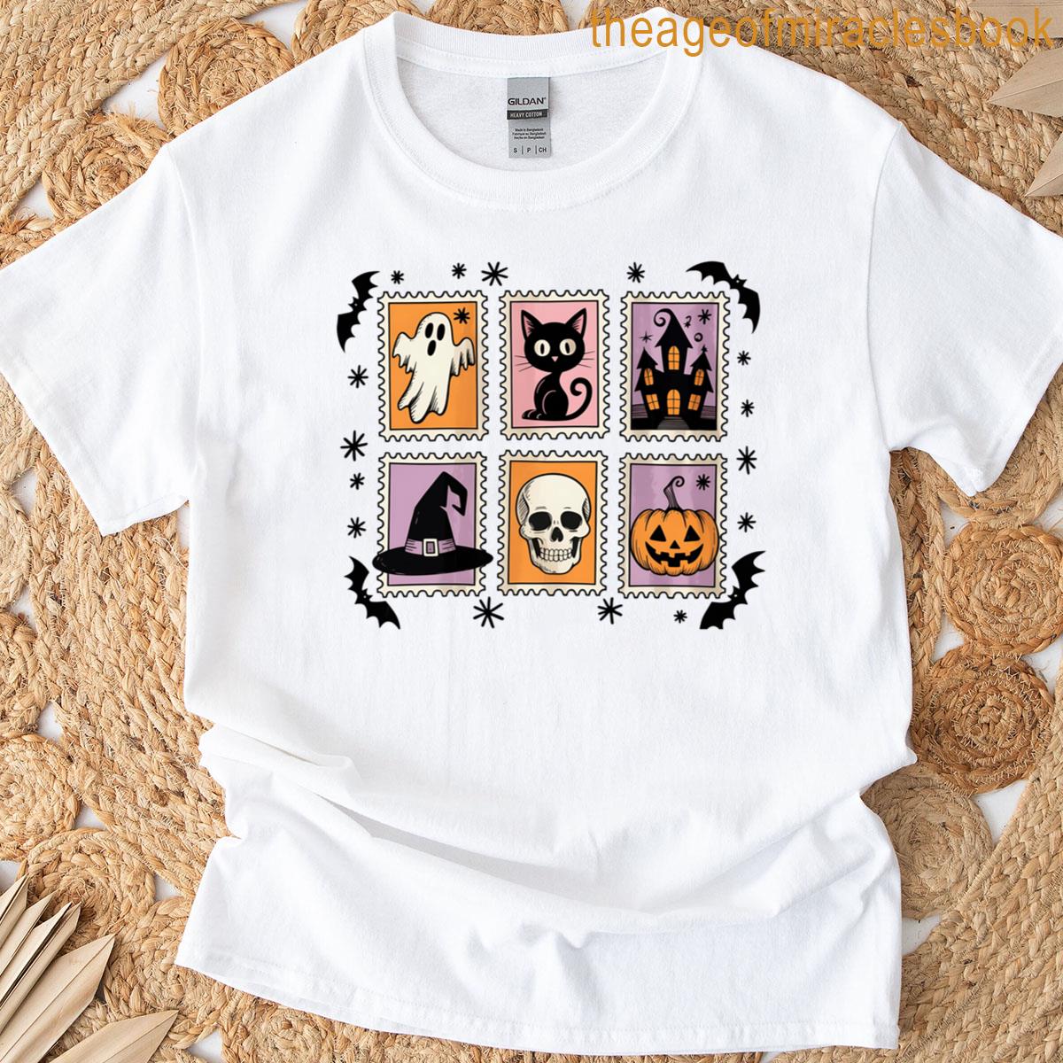 Halloween Ghost Cat Haunted House Pumpkin T-shirt
