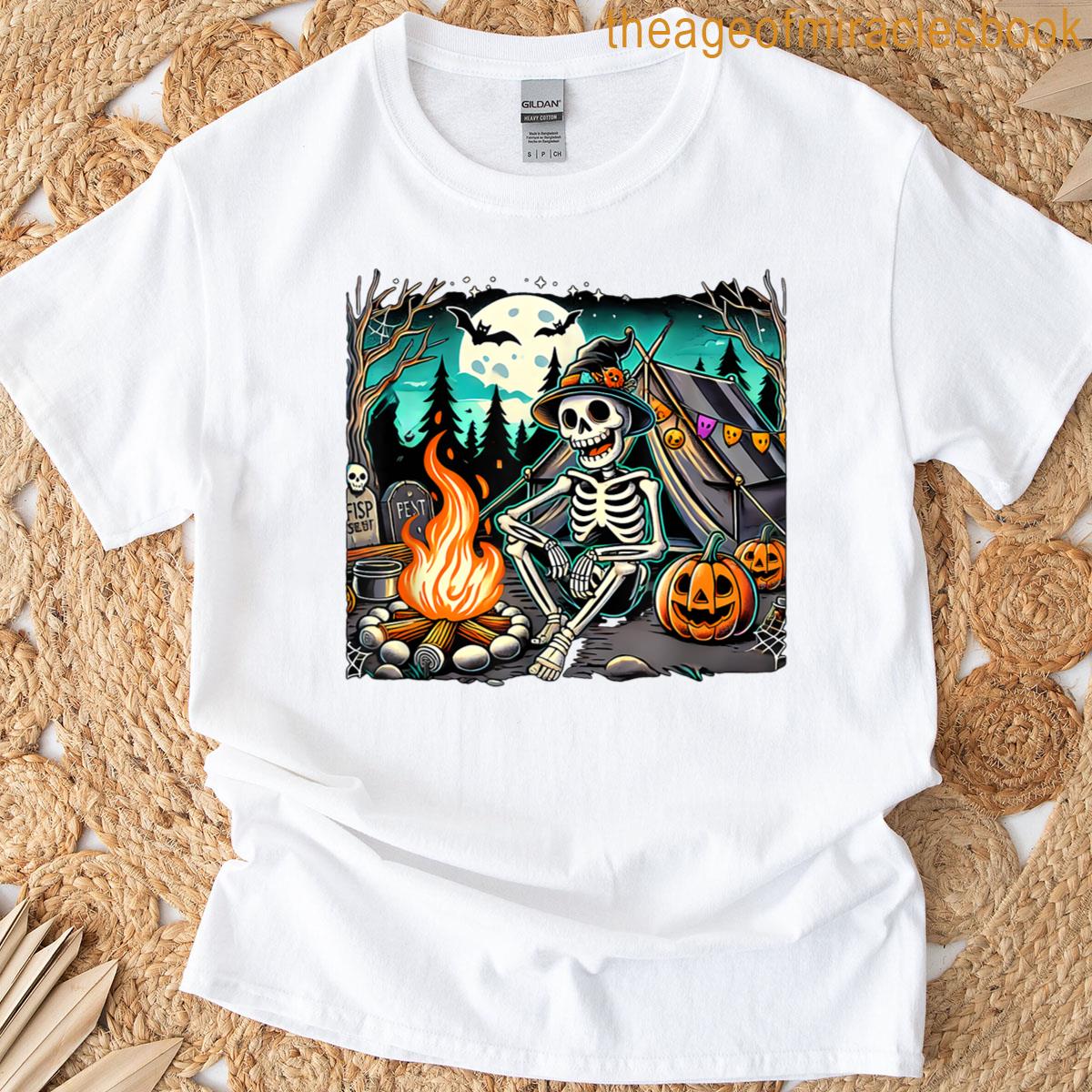 Halloween Skeleton Camping T-shirt