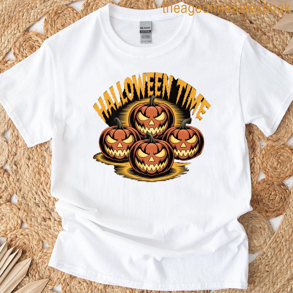 Halloween Time Evil Pumpkins Spooky Design Premium T-shirt