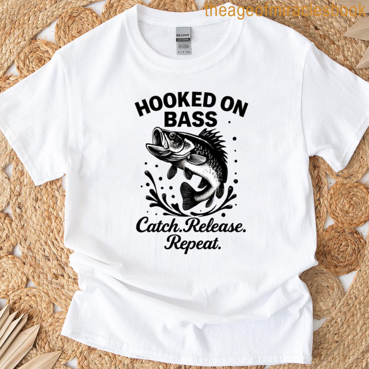 Hooked On Bass Catch Release Repeat Black White Edition T-shirt