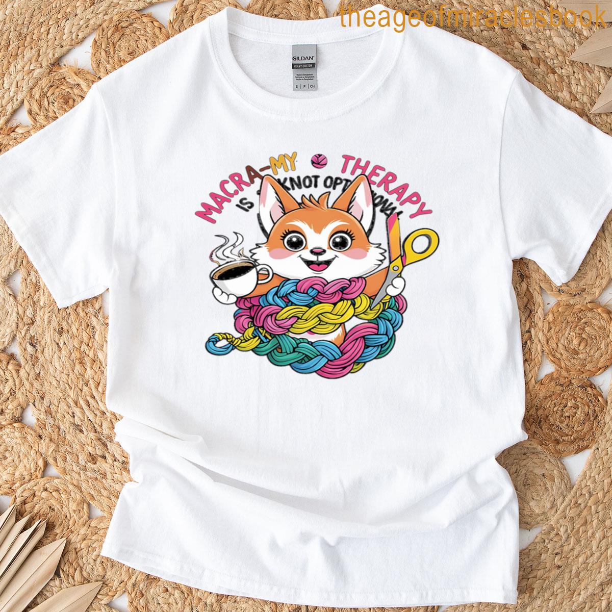 Macrame Fox Crafting Is My Therapy T-shirt