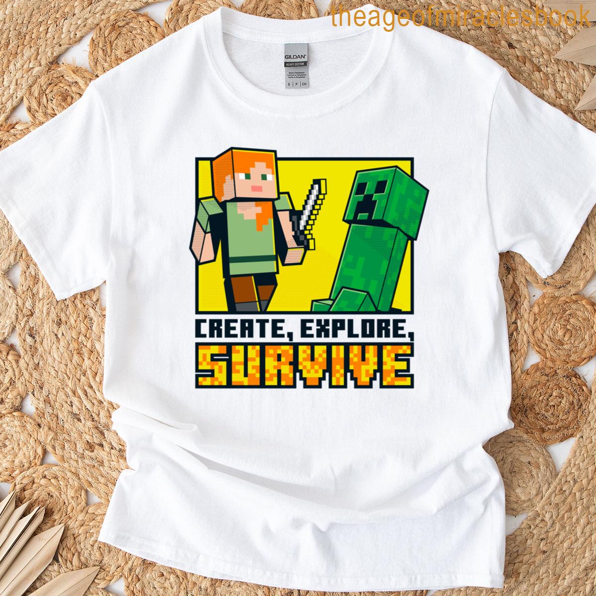 Minecraft Alex And Creeper Create Explore Survive T-shirt