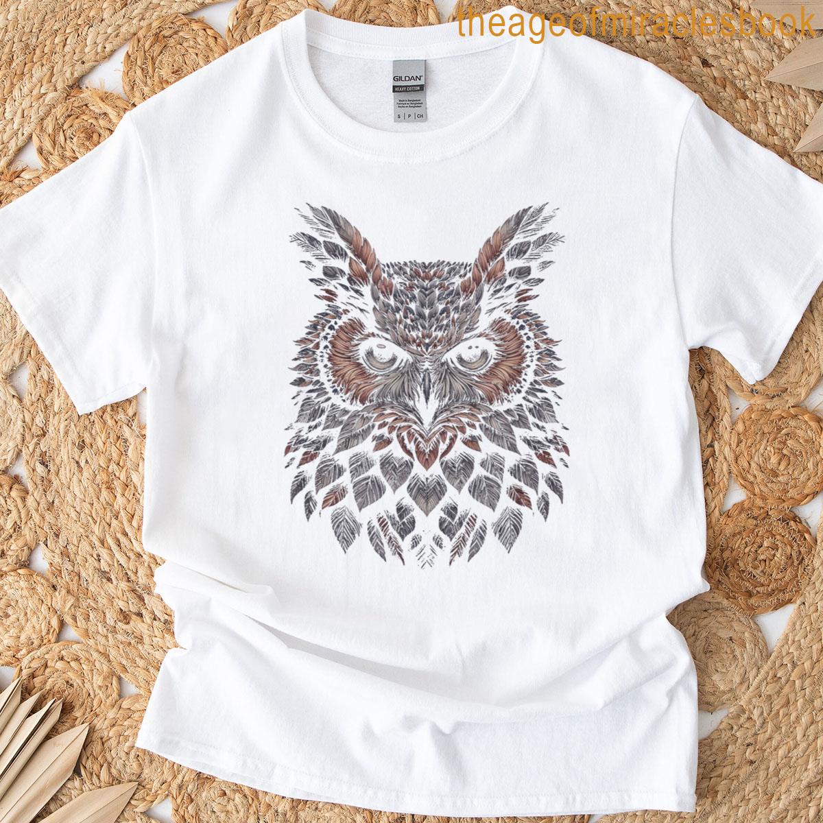 Owl Drawing Graphic Art Design T-shirt