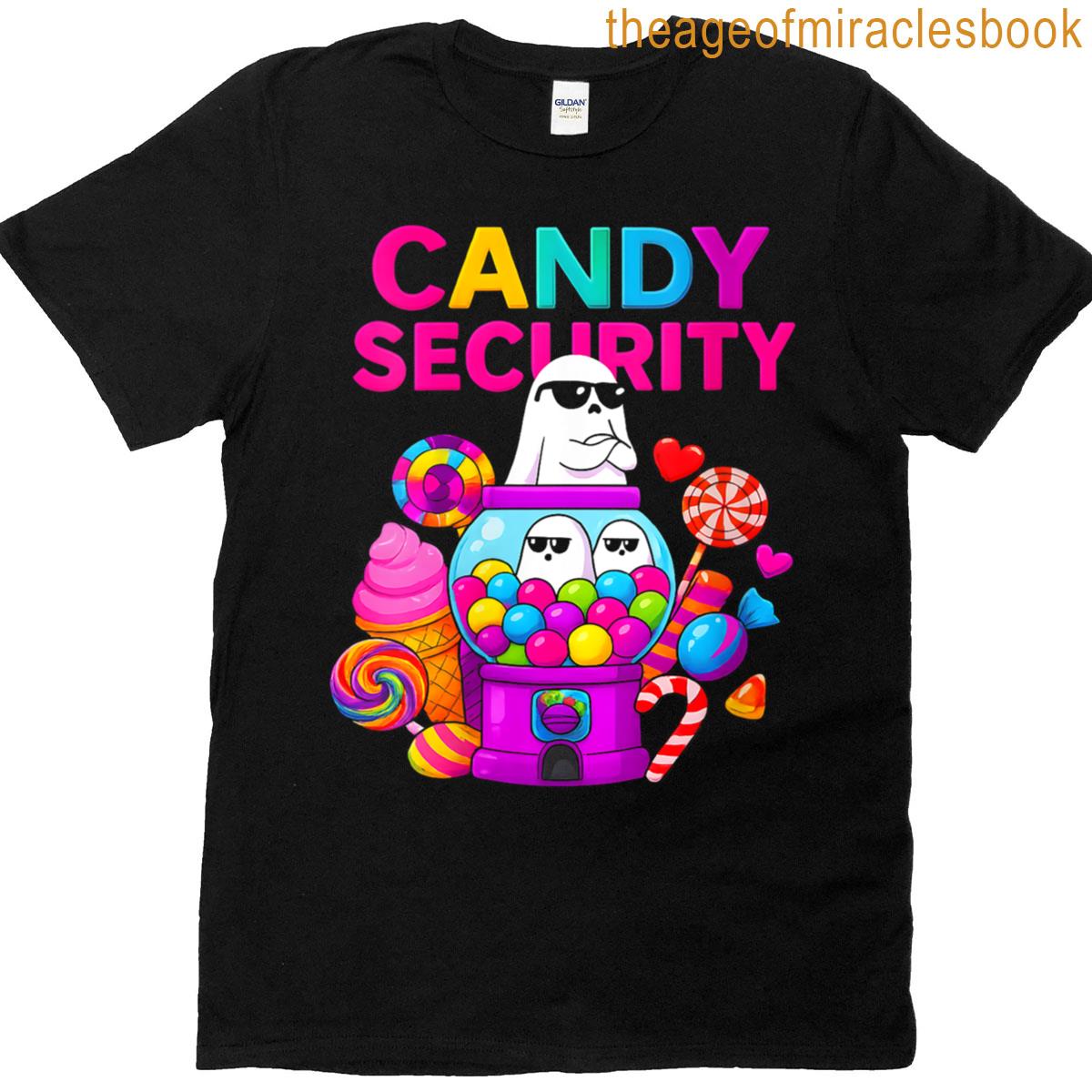 Womens Candy Security Ghost Halloween Costume T-shirt