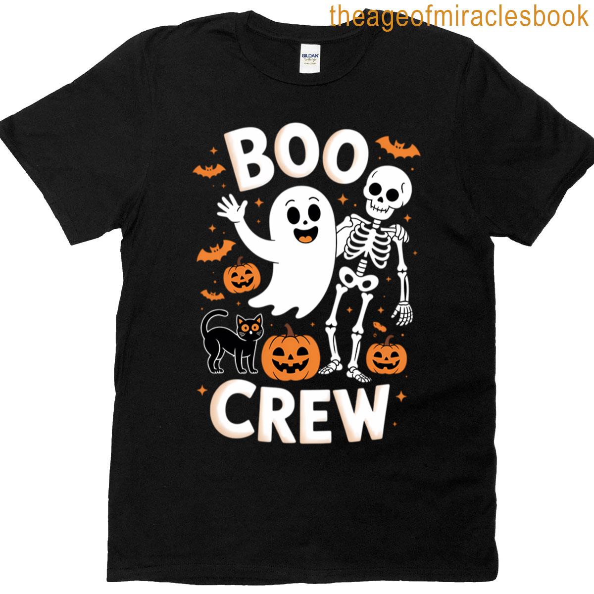 Boo Crew Distressed Halloween Funny Ghost Skeleton T-shirt