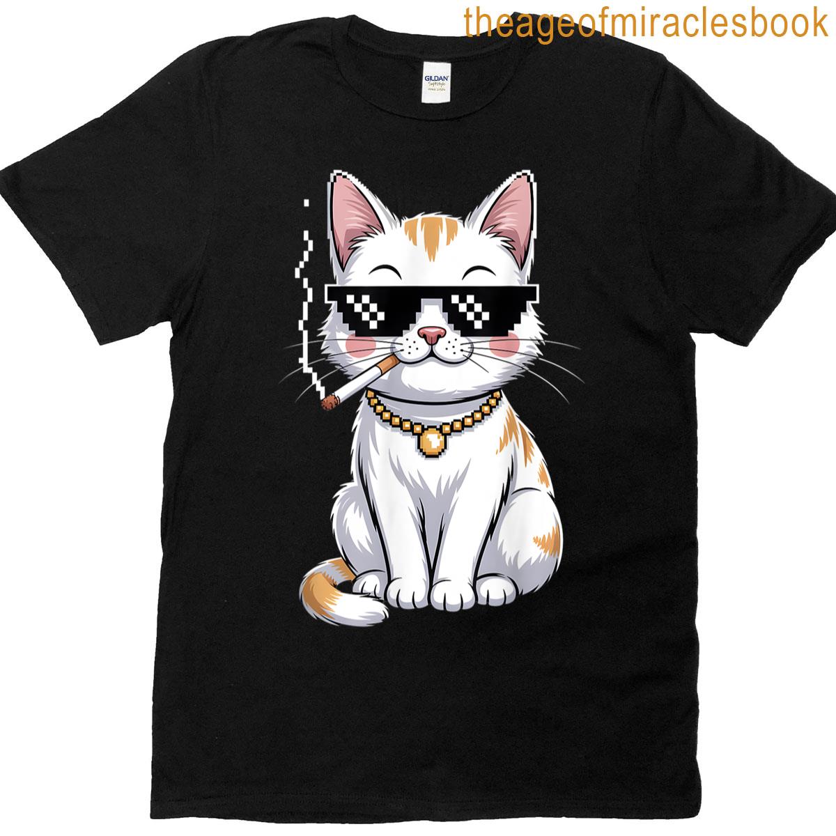 Cat Smoking Cigarette Vintage T-shirt