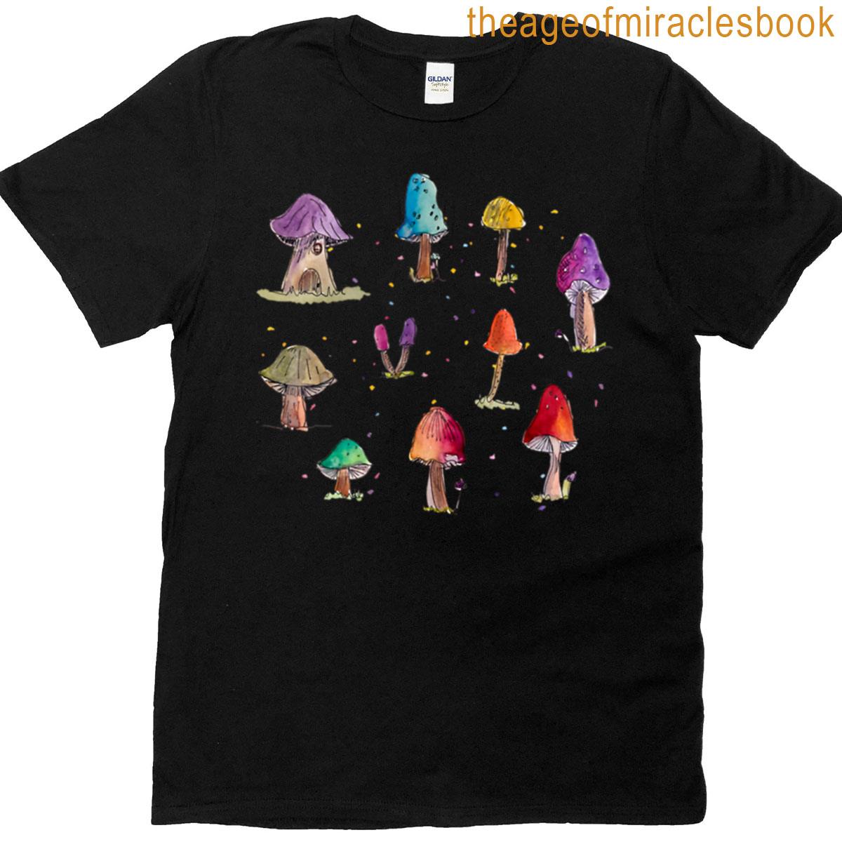 Colorful Mushrooms Pattern Oversized T-shirt