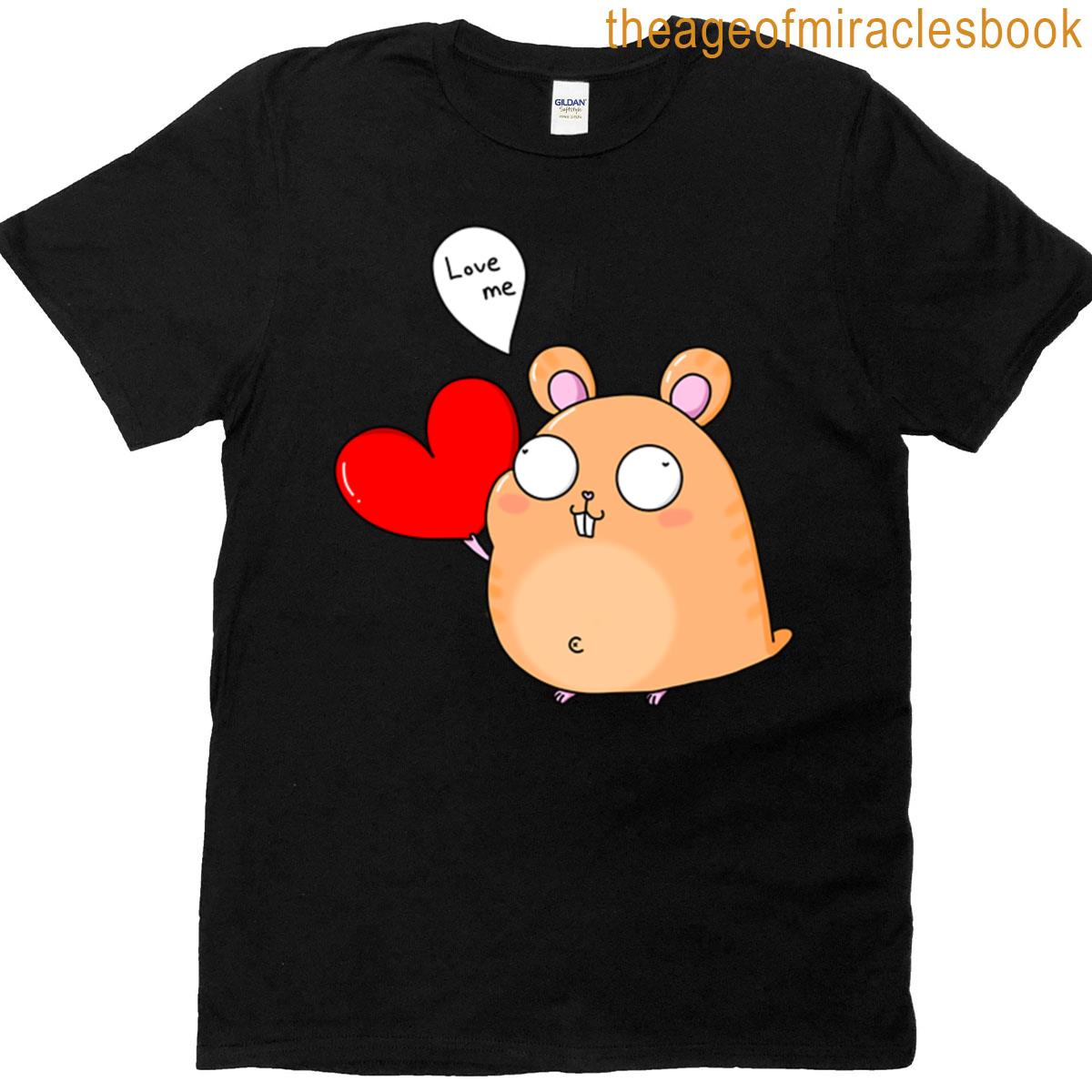 Cute Chubby Hamster With Heart Oversized T-shirt