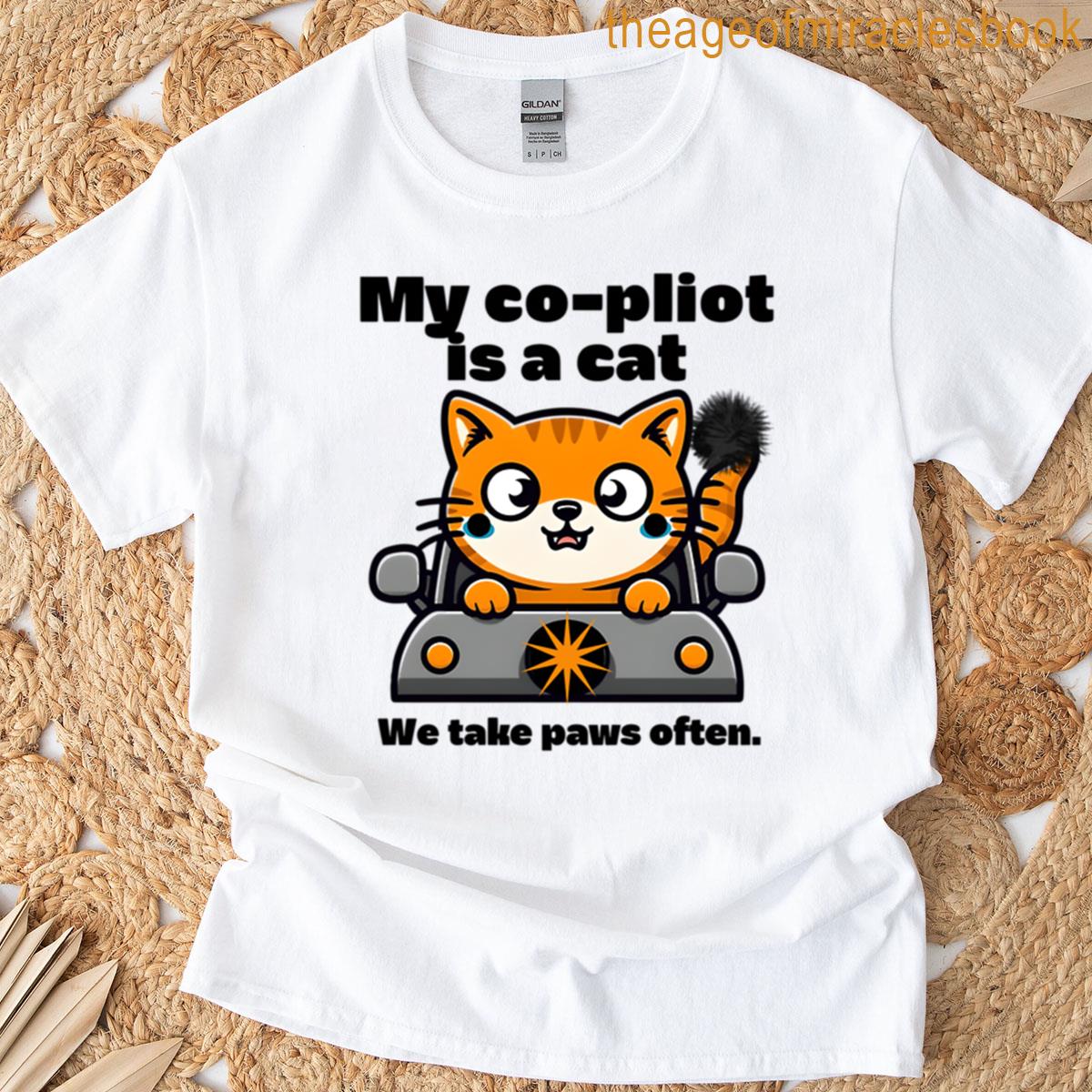 Cute Orange Cat Co-pilot We Take Paws Often T-shirt