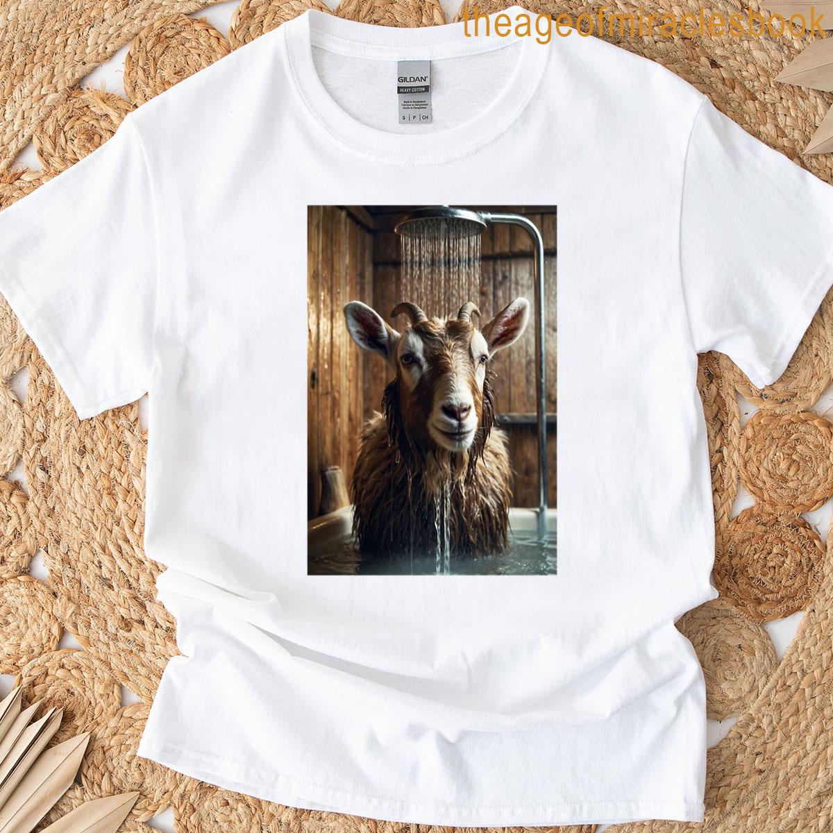 Goat Enjoying Rustic Shower T-shirt