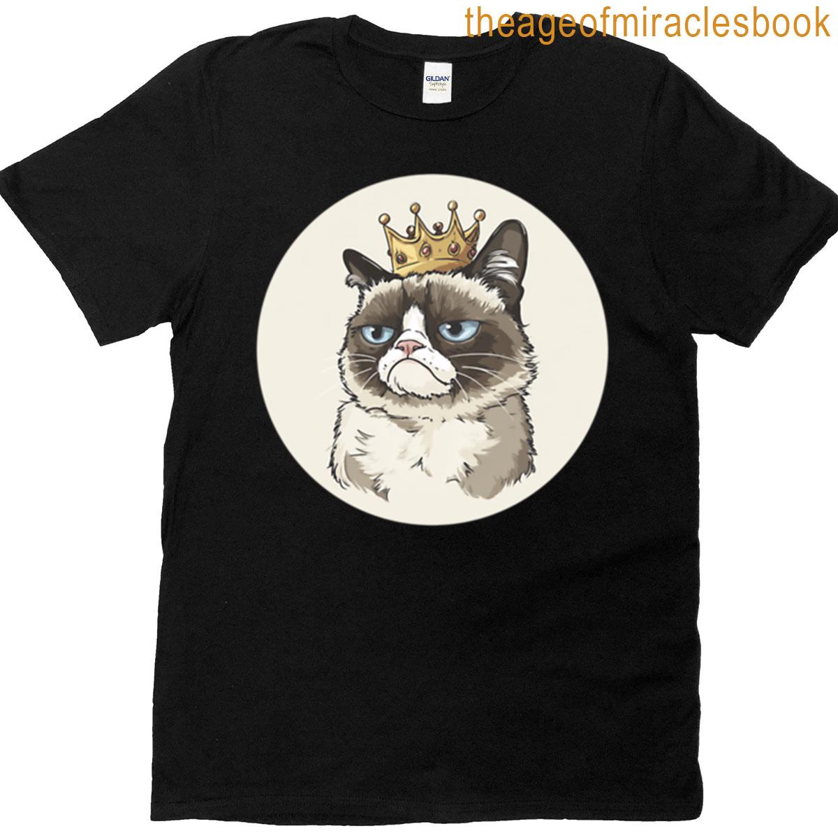 Grumpy Cat Wearing A Crown Funny Royal Cat Design T-shirt