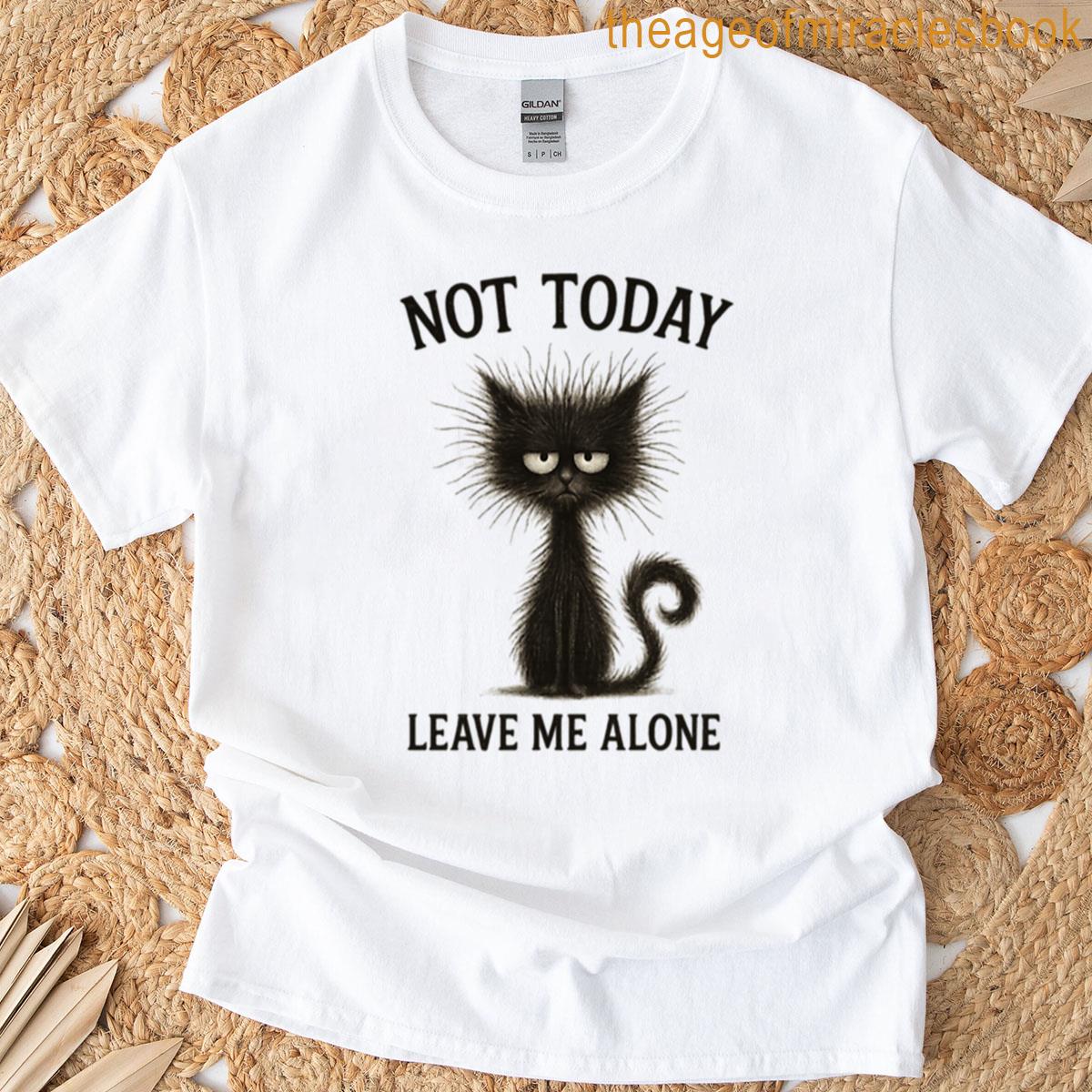 Grumpy Fluffy Cat Not Today Leave Me Alone Funny T-shirt