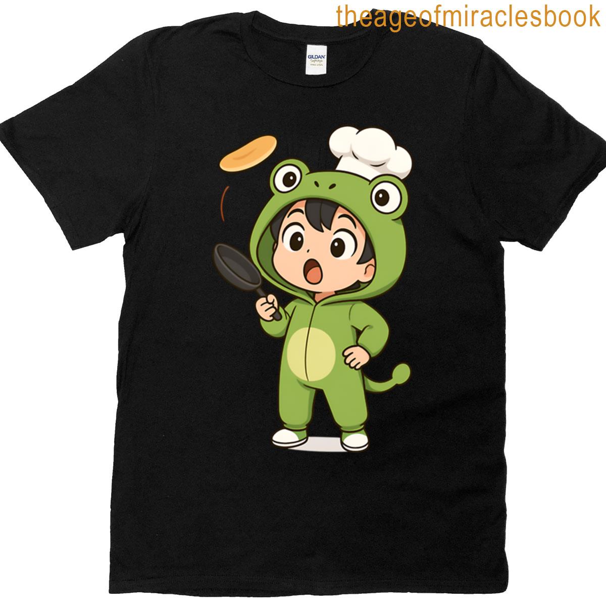 Silly Frog Chef Cute Chibi Frog Pancake Cooking Design T-shirt