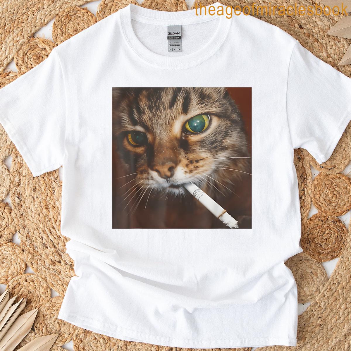 Smoking Cat Meme Funny Cigarette Kitten T-shirt
