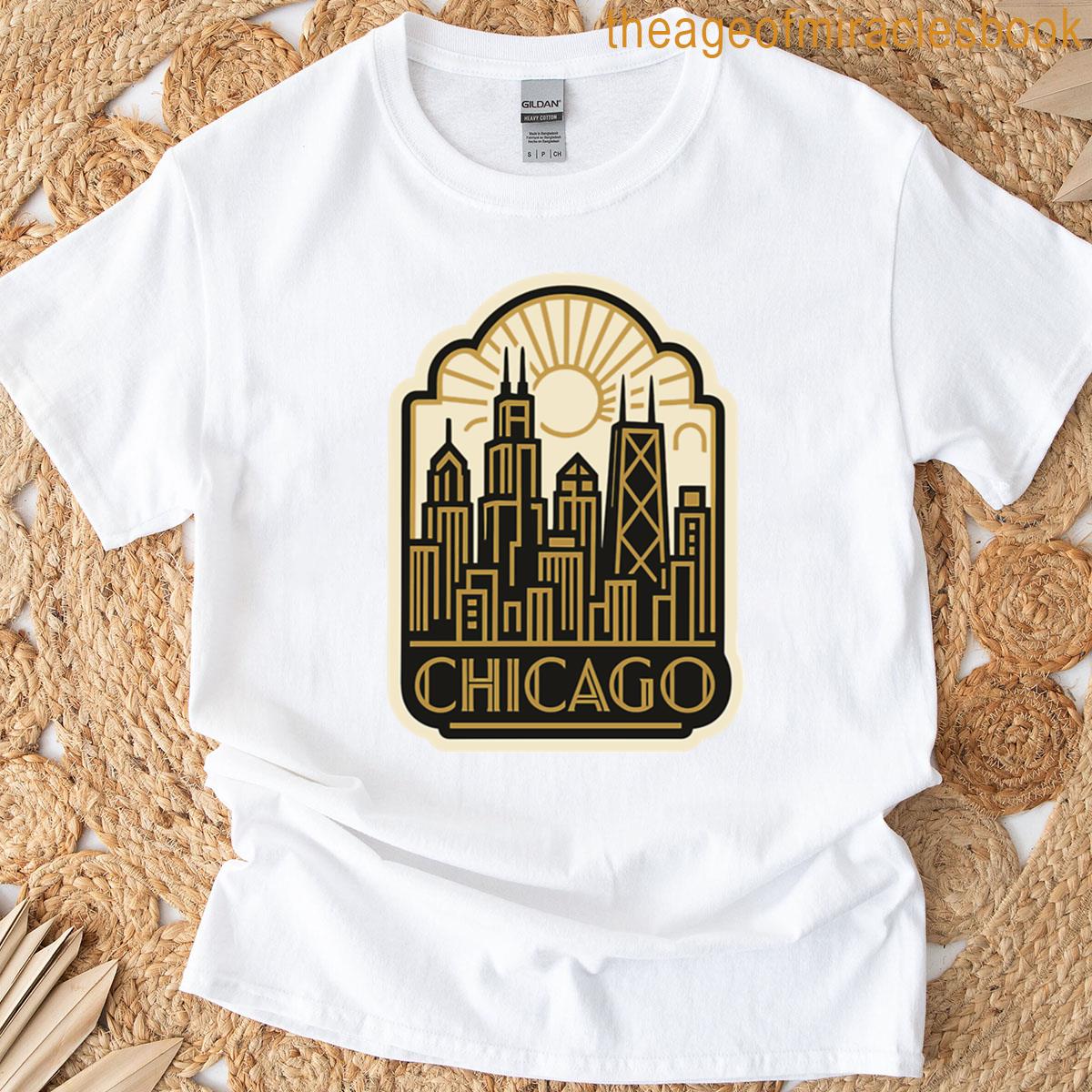 Art Deco Chicago Skyline Oversized T-shirt
