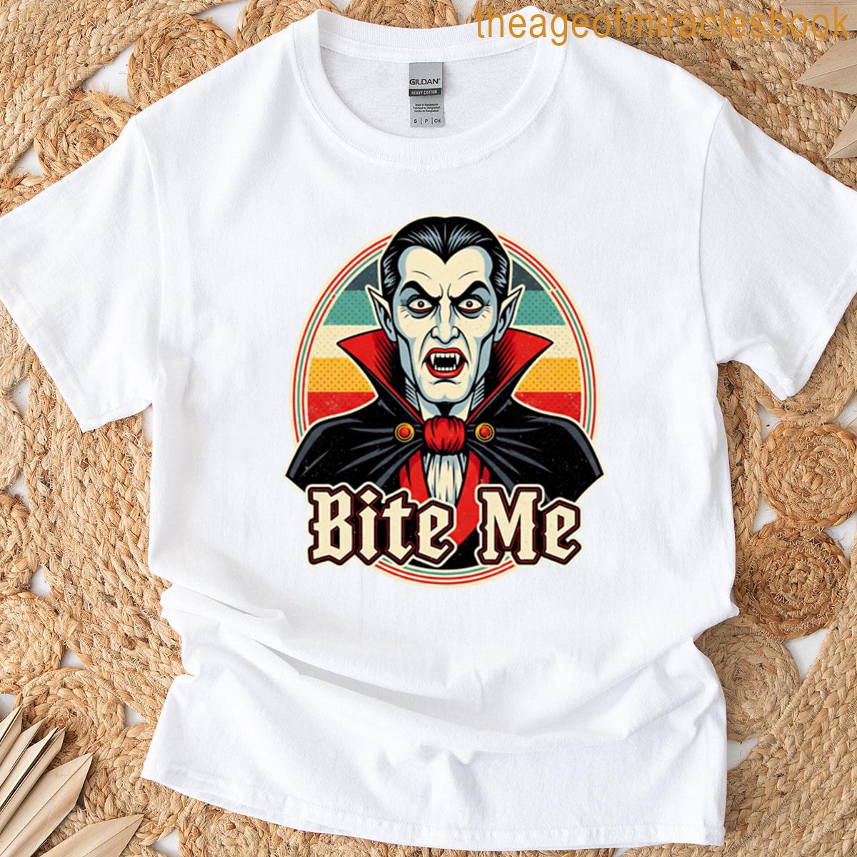 Bite Me Retro Vampire Halloween Design T-shirt