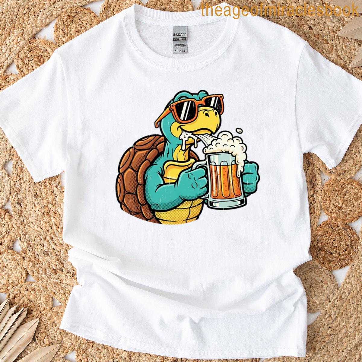 Cool Retro Turtle With Sunglasses And Beer T-shirt