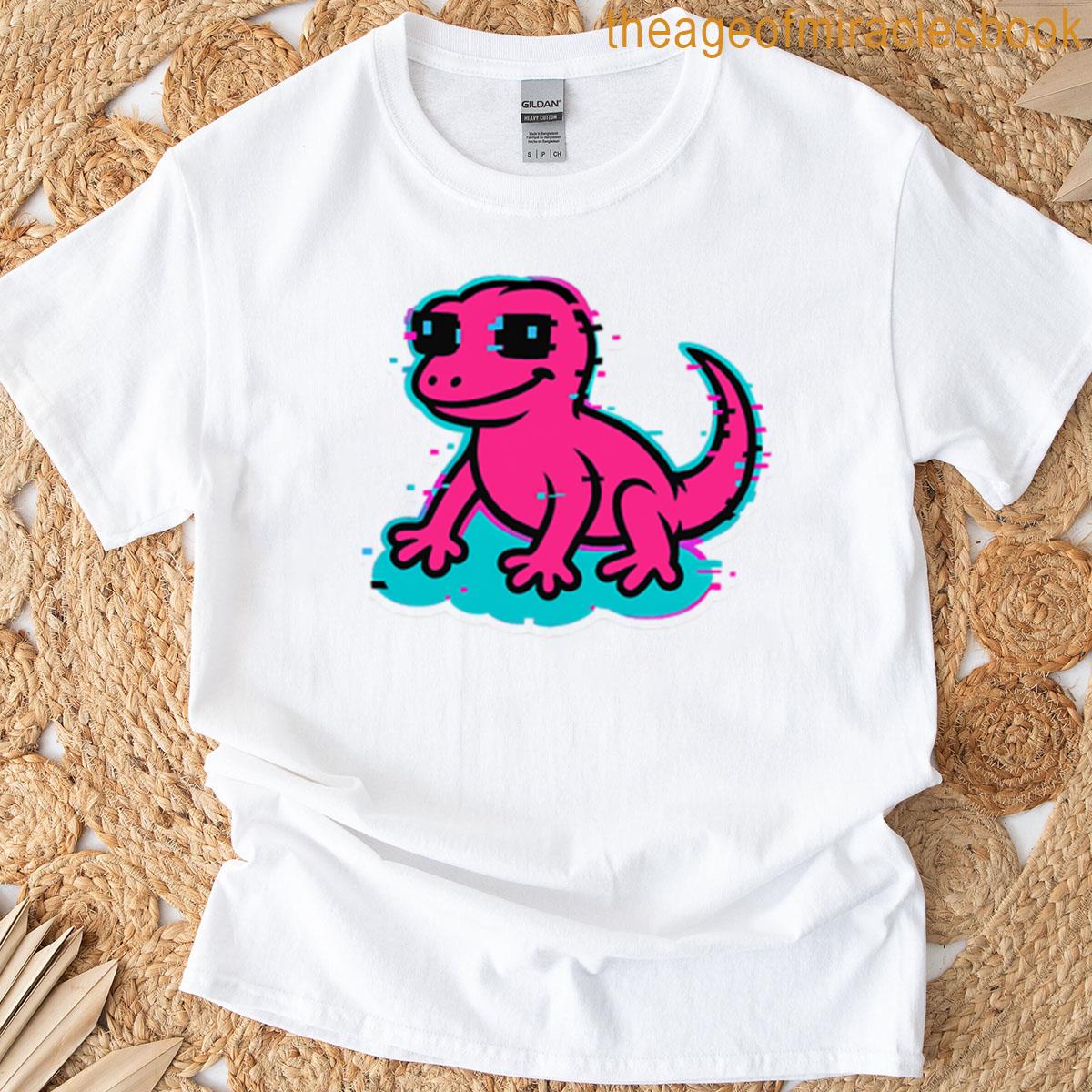 Glitch Gecko Pixel Lizard Neon Vaporwave T-shirt
