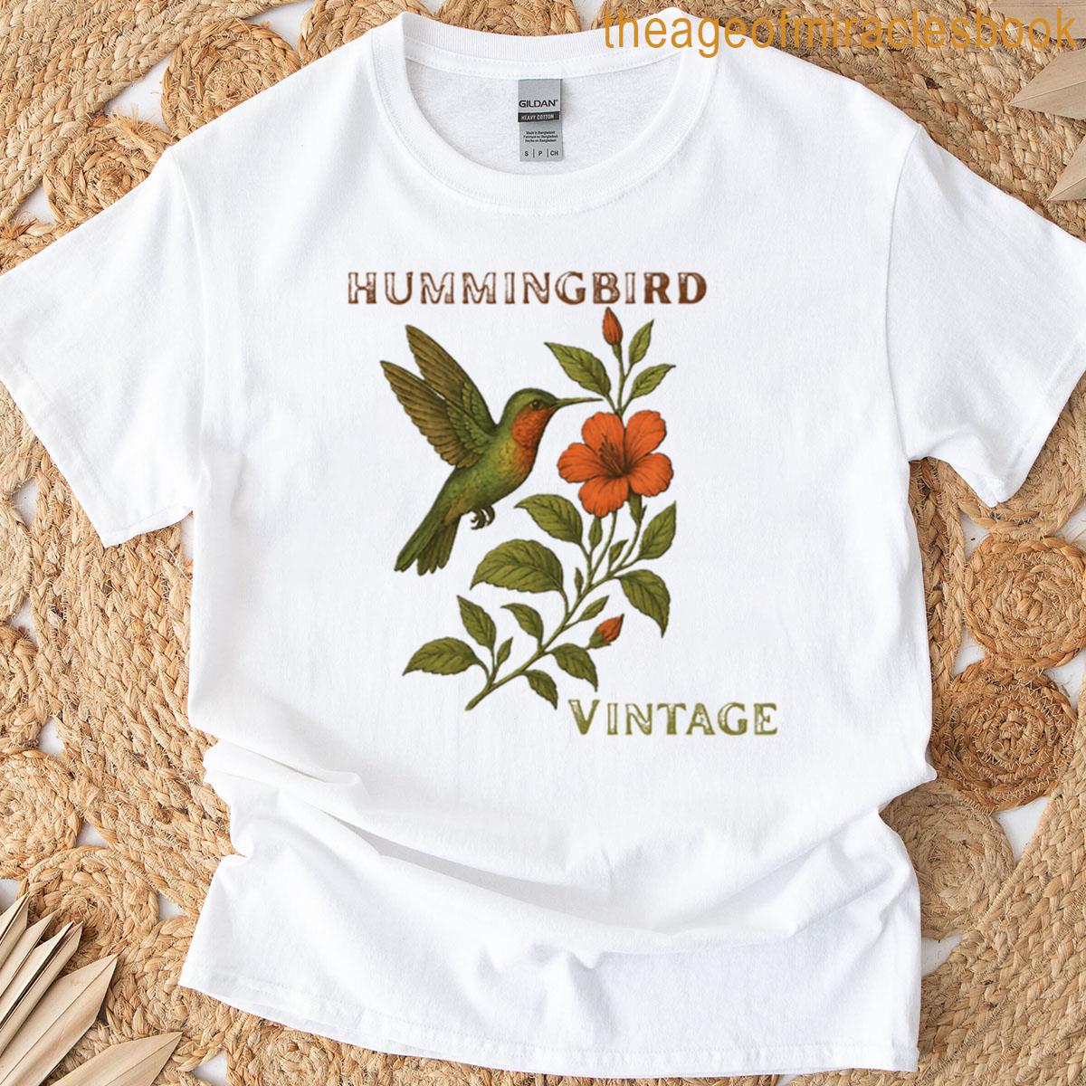 Hummingbird Vintage Illustration Oversized T-shirt