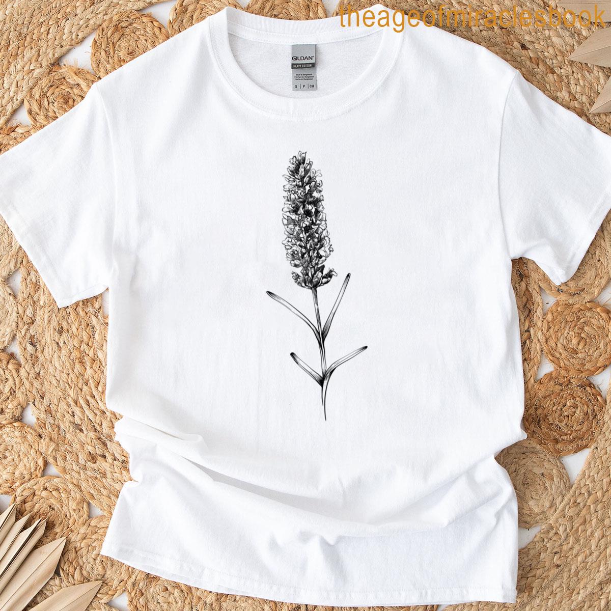 Lavender Flower Line Art Sketch T-shirt