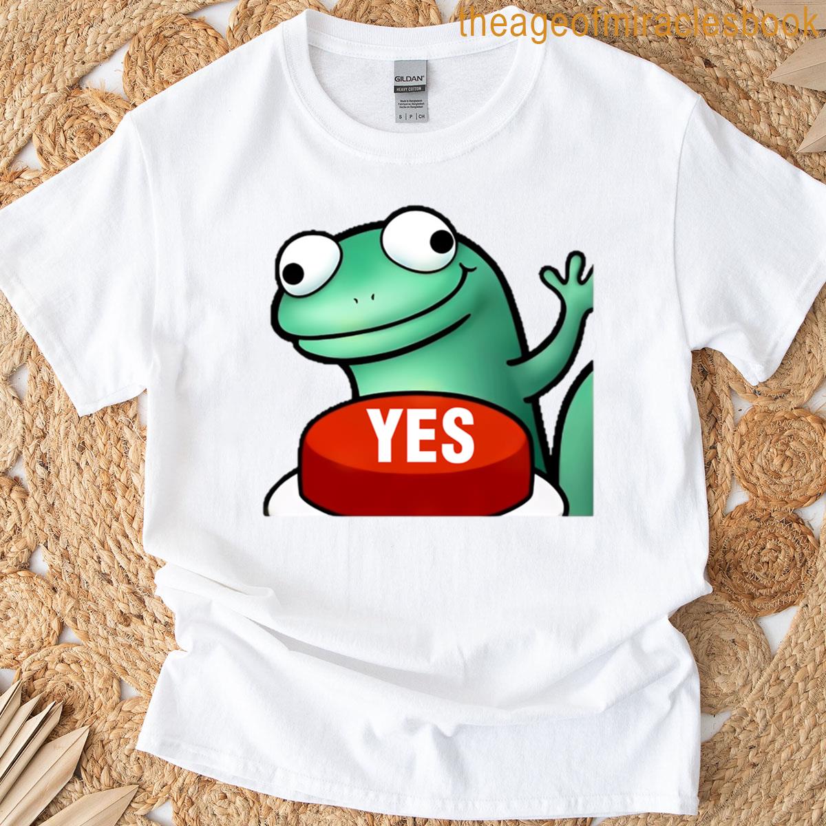 Lizard Hitting Button Yes T-shirt